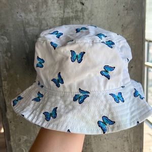 Forever 21 blue butterfly bucket hat slightly worn ONE SIZE